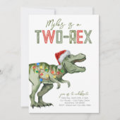 Zwei-Rex Santa Dinosaur Geburtstagsfeier Einladung (Vorderseite)