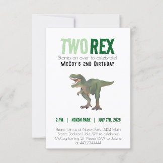 Zwei Rex Trex Dinosaurier Geburtstag Einladung 2 J