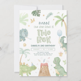Zwei Rex Unser kleiner Dino zweiter Geburtstag Einladung