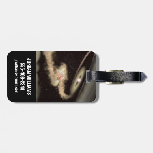 Zwei riesige Gasexoplanen, die einen jungen Star u Gepäckanhänger (Rückseite horizontal)