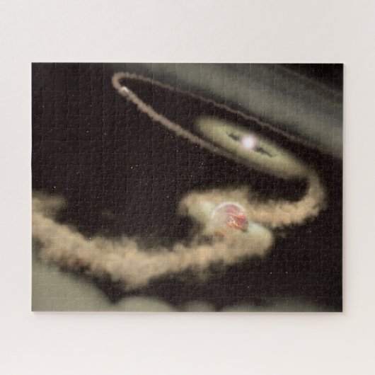 Zwei riesige Gasexoplanen, die einen jungen Star u Puzzle (Horizontal)