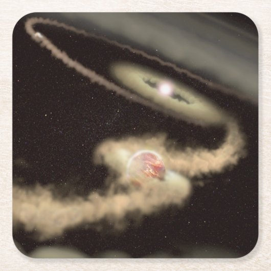 Zwei riesige Gasexoplanen, die einen jungen Star u Rechteckiger Pappuntersetzer (Vorderseite)