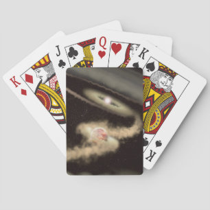 Zwei riesige Gasexoplanen, die einen jungen Star u Spielkarten