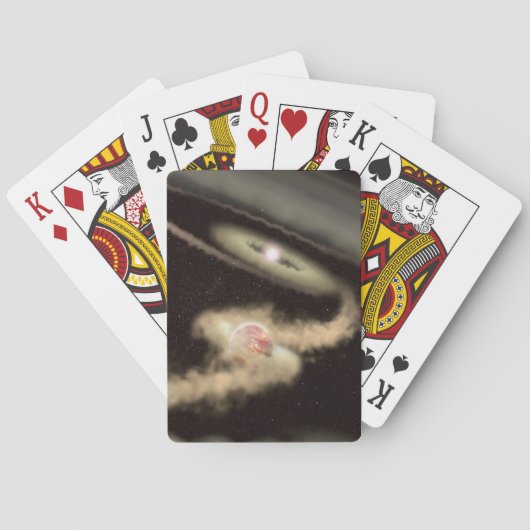 Zwei riesige Gasexoplanen, die einen jungen Star u Spielkarten (Rückseite)