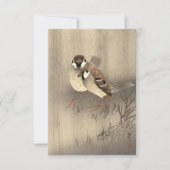 Zwei Ring Sparrows im Regen von Ohara Koson Dankeskarte (Vorderseite)