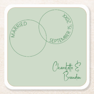 Zwei Ringe Minimalistische Hochzeit Papier Unterse Rechteckiger Pappuntersetzer