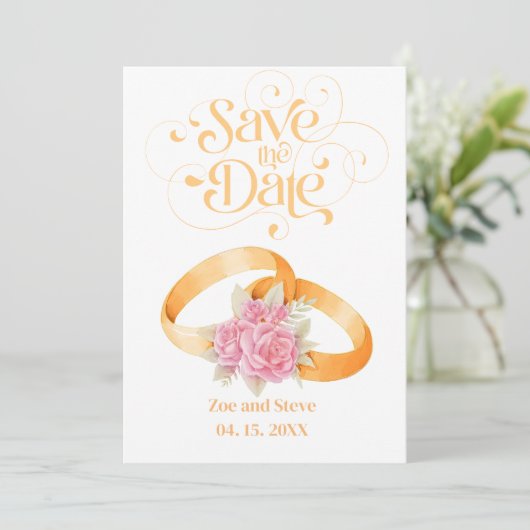 Zwei Rings Save the Date Einladung Hochzeit (Stehend Vorderseite)