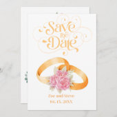 Zwei Rings Save the Date Einladung Hochzeit (Vorne/Hinten)