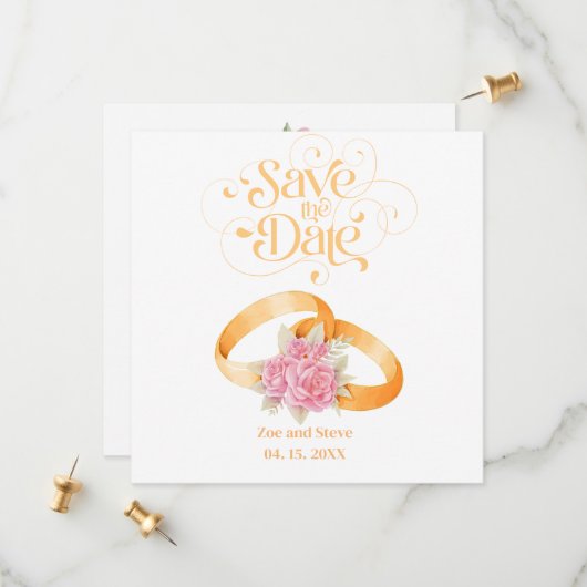 Zwei Rings Save the Date Einladung Hochzeit (Vorderseite/Rückseite Beispiel)