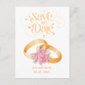 Zwei Rings Save the Date Einladung Hochzeit Postkarte (Vorderseite)