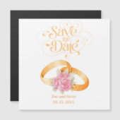 Zwei Rings speichern das Date Magnet Hochzeit Einl (Vorne/Hinten)