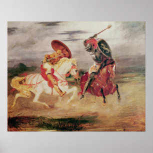 Zwei Ritter, die in einer Landschaft, c.1824 Poster