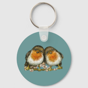 zwei Robinen Schlüsselanhänger