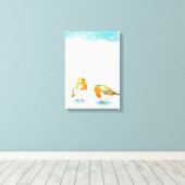 Zwei Robins in Wintertime Leinwanddruck (Insitu (Holzboden))