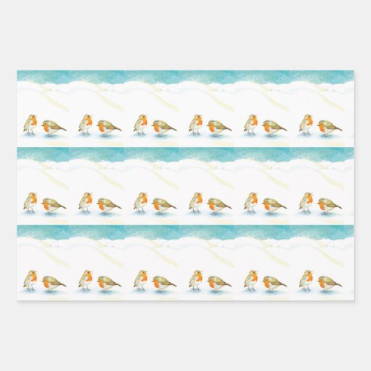 Zwei robuste Brüste im Winter Geschenkpapier Set (Vorderseite)