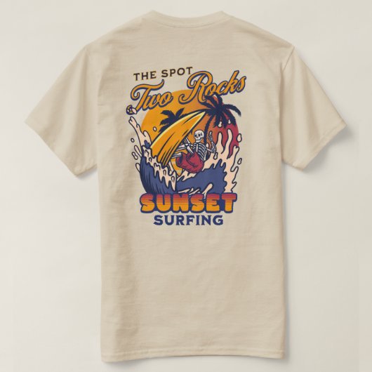 Zwei Rocks Surf und Beach T - Shirt (Design Rückseite)