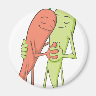Zwei romantisches Chili-Paprikaschoten-Tanzen Magnet