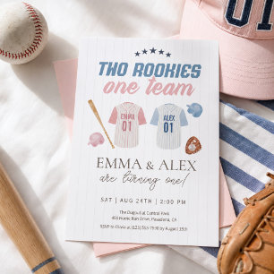 Zwei Rookies, ein Team Baseball-Geschwister-Geburt Einladung