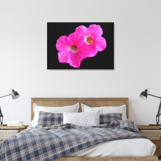 zwei rosa Blume im schwarzen Hintergrund. Leinwanddruck (Insitu (Schlafzimmer))