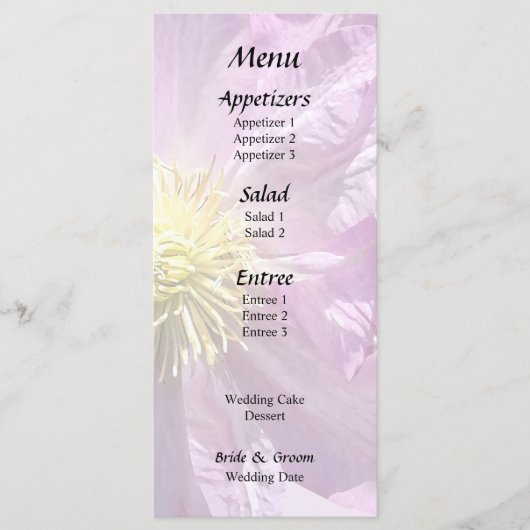 Zwei rosa Clematis Menükarte (Vorderseite)