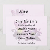 Zwei rosa Clematis Save The Date (Vorne/Hinten)