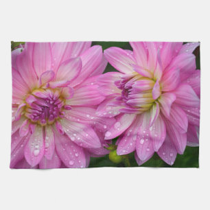 Zwei rosa Dahlien-Blume Geschirrtuch
