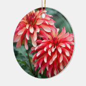 Zwei rosa Dahlien-Blume Keramik Ornament (Links)