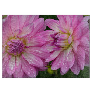 Zwei rosa Dahlien-Blume Schneidebrett