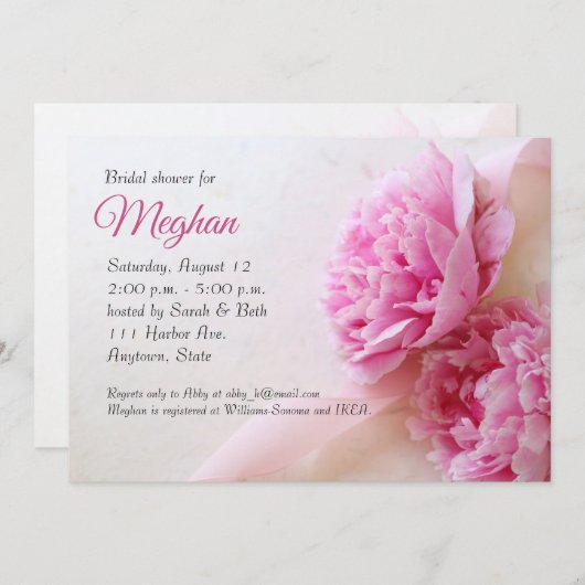 Zwei rosa Erdnüsse Einladung (Vorne/Hinten)