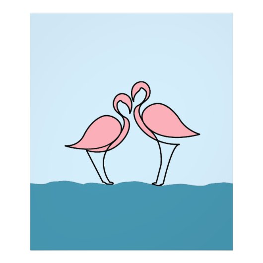 Zwei rosa Flamingos an der Zeichnend Wasserlinie Fotodruck (Vorne)