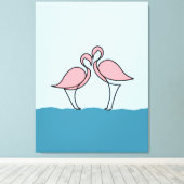 Zwei rosa Flamingos an der Zeichnend Wasserlinie Leinwanddruck (Insitu (Holzboden))