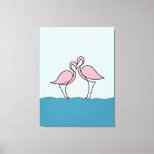 Zwei rosa Flamingos an der Zeichnend Wasserlinie Leinwanddruck (Vorderseite)