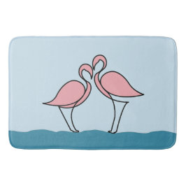 Zwei rosa Flamingos auf dem Wasser Badematte