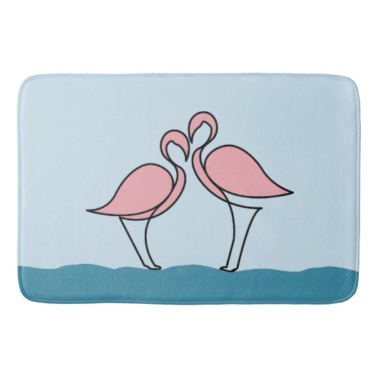 Zwei rosa Flamingos auf dem Wasser Badematte (Vorderseite)