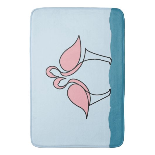 Zwei rosa Flamingos auf dem Wasser Badematte (Vorderseite Vertikal)