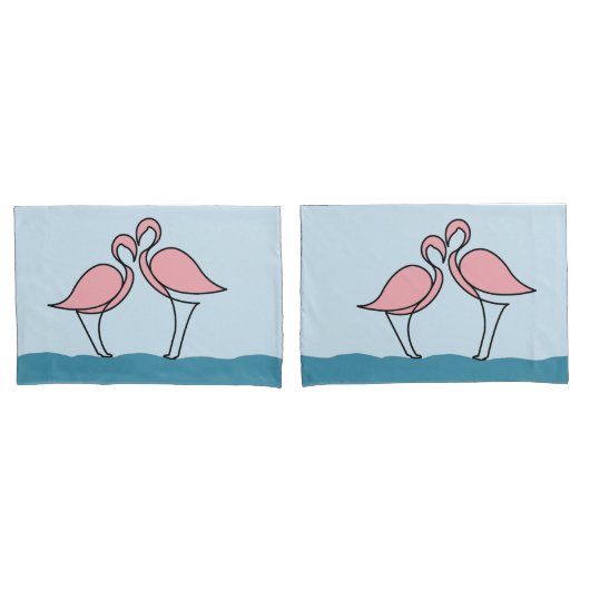 Zwei rosa Flamingos auf dem Wasser Kissenbezug (Vorderseite-Set)