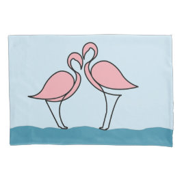 Zwei rosa Flamingos auf dem Wasser Kissenbezug