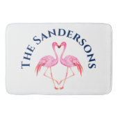 Zwei rosa Flamingos Badezimmer Monogramm Name Bath Badematte (Vorderseite)