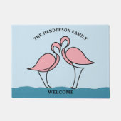 Zwei rosa Flamingos Familienname Willkommen Fußmatte (Vorderseite)