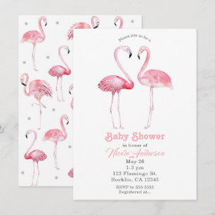 Zwei rosa Flamingos Flamingo Tropical Baby Dusche Einladung