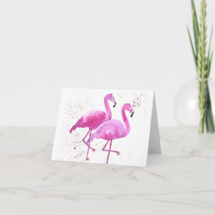 Zwei rosa Flamingos, geklappte Grußkarte Karte
