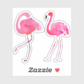 Zwei rosa Flamingos-Illustration Aufkleber (Blatt)
