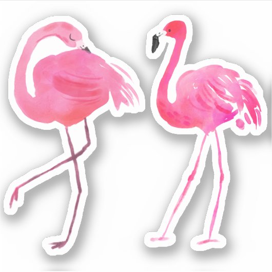 Zwei rosa Flamingos-Illustration Aufkleber (Vorderseite)