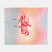 zwei rosa Flamingos im Wasser bei Sonnenuntergang, Fleecedecke (Vorderseite (Horizontal))