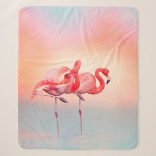 Zwei rosa Flamingos im Wasser bei SonnenuntergangF Sherpadecke