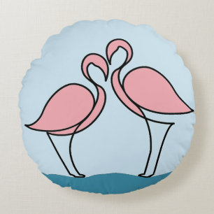 Zwei rosa Flamingos im Wasser Rundes Kissen