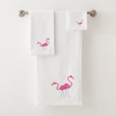Zwei rosa Flamingos stehend Badhandtuch Set (Insitu)