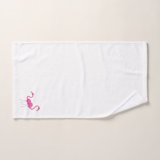 Zwei rosa Flamingos stehend Badhandtuch Set (Handtuch)