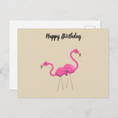 Zwei rosa Flamingos stehend Postkarte (Vorne/Hinten)