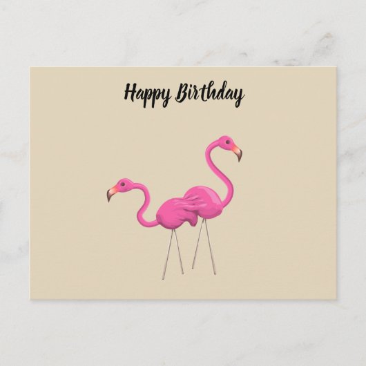 Zwei rosa Flamingos stehend Postkarte (Vorderseite)
